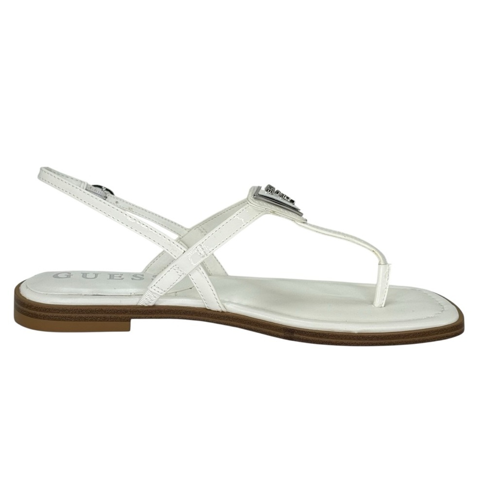 Guess Los Angeles Rainey White Patent Leather Womens Thong Sandals Size 6.5M - Picture 5 of 11